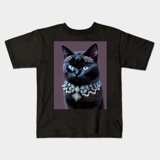 Black British Shorthair With Gems Kids T-Shirt